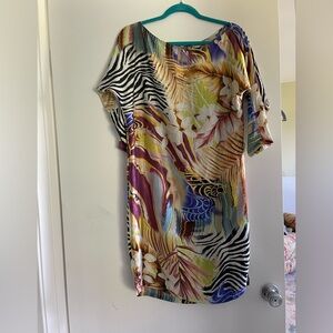 Cache Charmeuse 100% Silk/ Fliral Animal Abstract 
Print Shift!